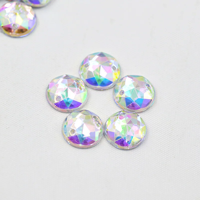 JUNAO 6 8 10 12 18 20 30 52mm cucire su Clear AB strass Appliques Flatback Round acrilico Crystal Stones cucito Scrapbook Beads