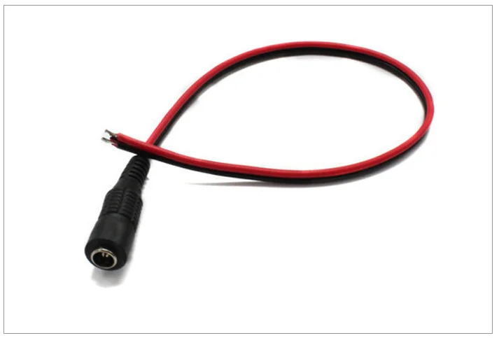 50 sztuk/partia Pigtail kabel zasilający złącze DC 12 V 5.5*2.1 MM kobiet przewód zasilający do zasilacza kamery monitoringu listwy LED