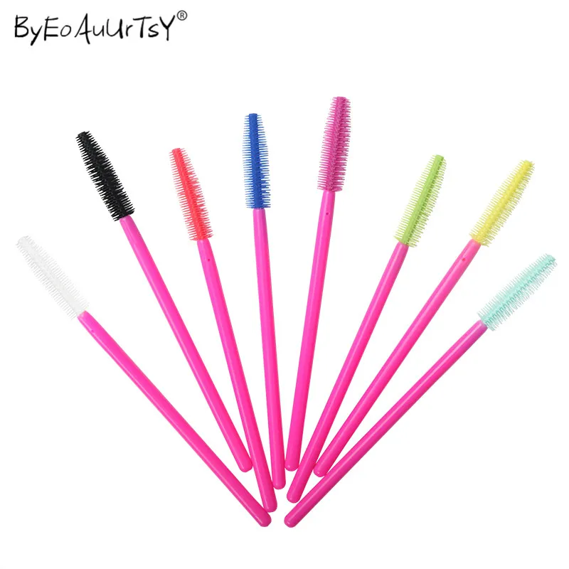 Bộ 200 Hoa Hồng Dẻo Silicone Mi Bàn Chải Dùng Một Lần Mascara Hoa Dây Applicator Spoolers Kẻ Mắt Bàn Chải Mỹ Phẩm Dụng Cụ Trang Điểm