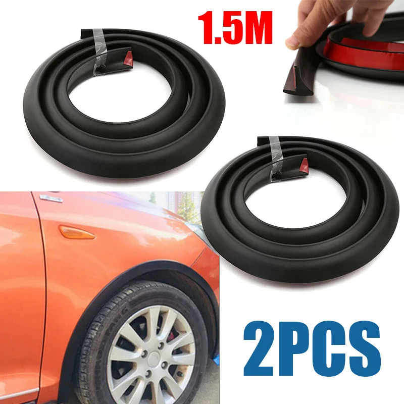 

2pcs 1.5M Anti-Collision Strips Soft Rubber Fender Extension Moulding Flares Trim Strip Edge Protector Suitable For Most Cars