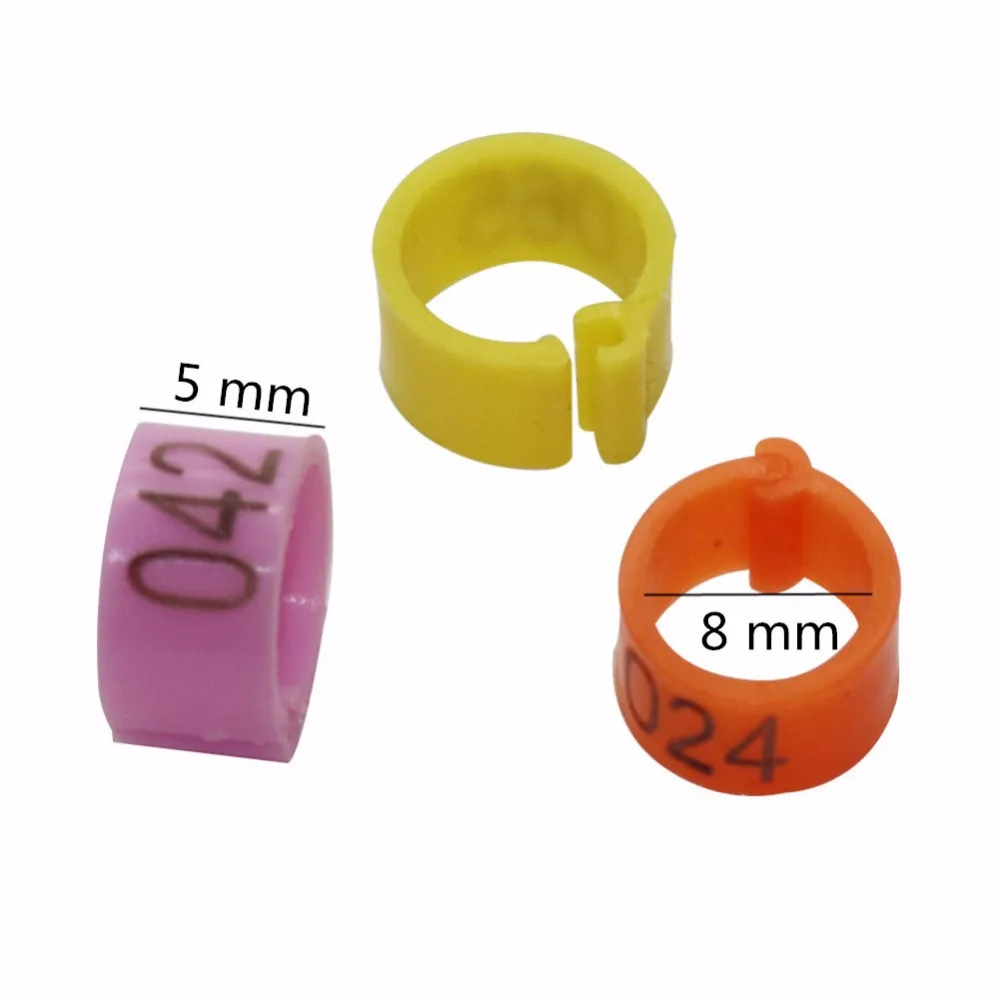 1000 Pcs 8mm Digital Markup Bird Clip Ring Bird Identification Tool 10 Color No.1-100 Pigeon Foot Rings Pet Supplies