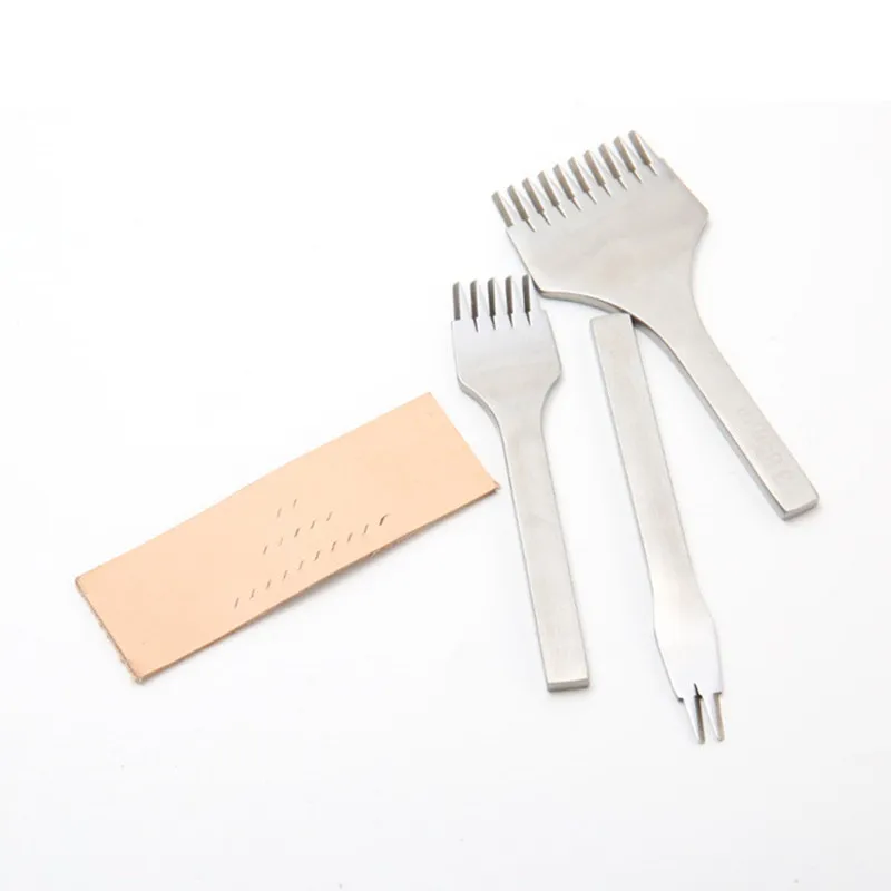 Conjuntos de cinzel de costura e laço de aço para artesanato em couro, pontas polidas para escultura em couro, tamanhos de 2.7mm/3.0mm/3.38mm/3.85mm