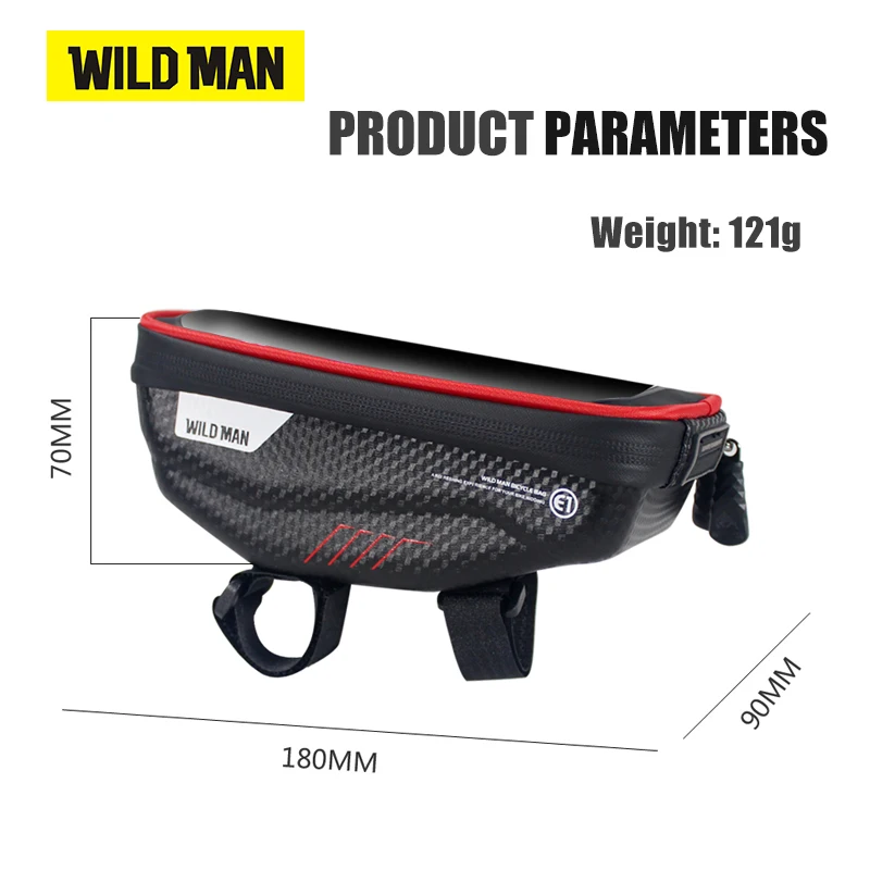 WILD MAN Bicycle Bag 6.0 Inch Phone Case Touch Screen MTB Road Bike Top Front Tube Rainproof Hard Shell Bag Cycling Accessories