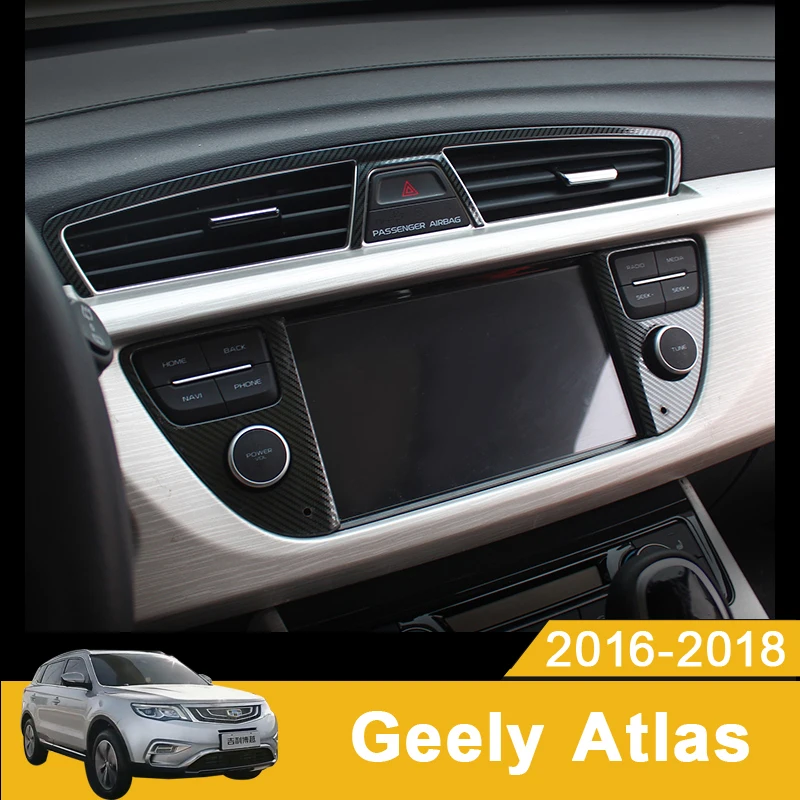 For Geely Atlas Emgrand NL-3 Proton X70 2017 2018 Carbon Car Screen Switch Button Frame Panel Cover Trim car styling Accessories