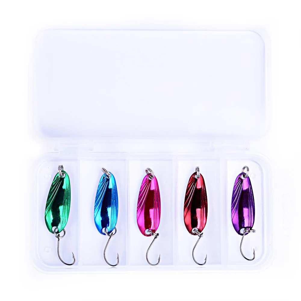 Balleo 5 teile/schachtel 4g Metall Löffel Köder 10 farbe Metall Jig Winter Eis angeln spinner Köder bass wrobbler für Fliegen Angeln Hecht