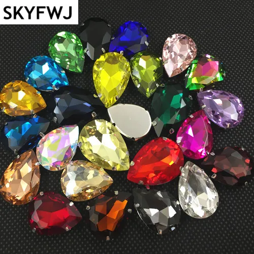 Claw Rhinestones Crystals Water Drop 7x10mm 10x14mm 13x18mm 18x25mm 20x30mm Evening Dress Decorations Sewing On Rhinestones