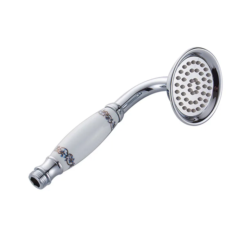 

Chrome Brass Round Bathroom Hand Shower Holder Handheld Shower Head Spray Flower Ceramic Style