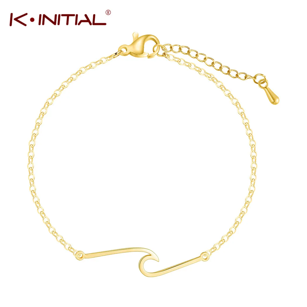 Kinitial New Ocean Waves Beach Nautical Surfing Adjustable Bracelets Charms Bracelet for Women Men Boys Girls Unisex Jewelry