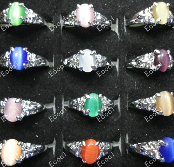 30pcs Fashion women small cat-eye silver plated rings New wholesale jewelry mixed lots ring LB008 free shipping