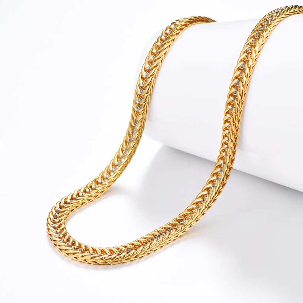 U7 6mm Chain Necklaces for Men Two Tones Gold Color Collier Vintage Style Rapper Hip Hop Jewellery N437 QC24