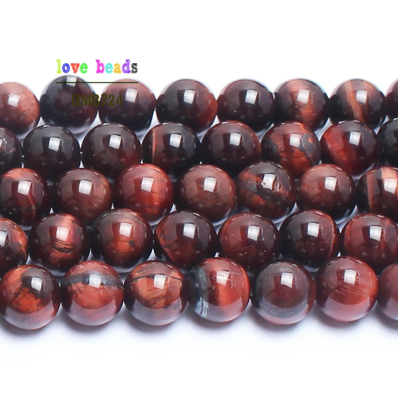 wholesale Natural Stone Beads Red Tiger Eye Round Loose Beads For Jewelry Making 15.5\