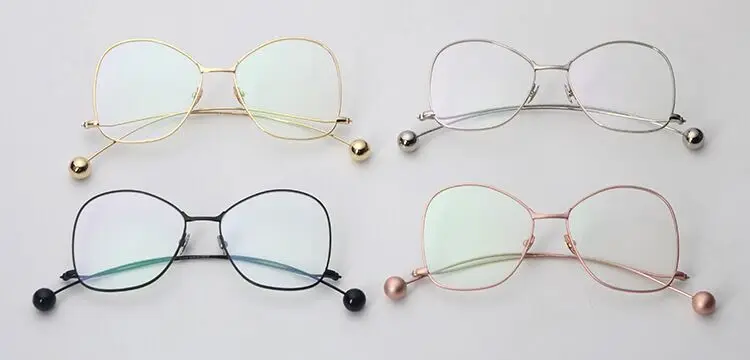 2018 New Stylish Butterfly Sunglasses Women Fashion Rose Pink Mirror Sun Glasses Clear Frame Metal Steel Ball UV400 M155