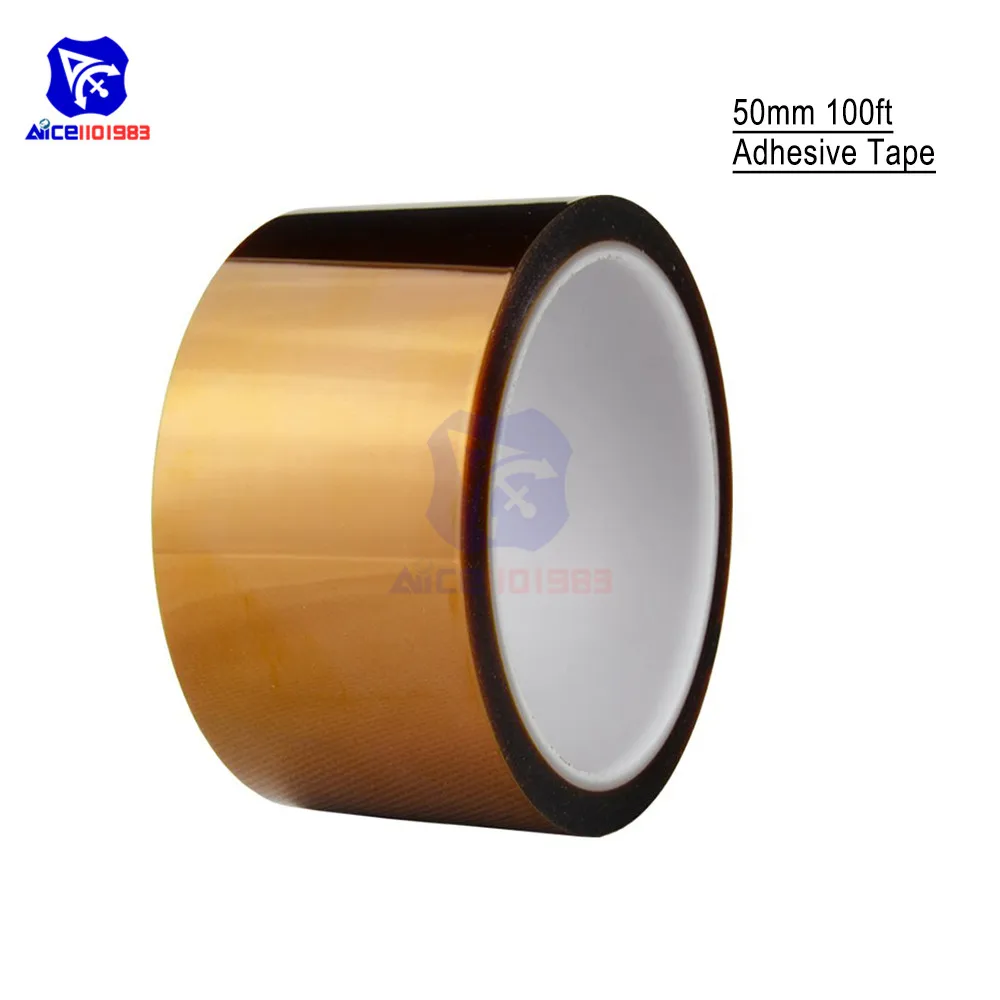 

50mm Width 100ft Length Self-Adhesive Tape High Temperature Heat Resistant Polyimide Roll Tape 260-350℃