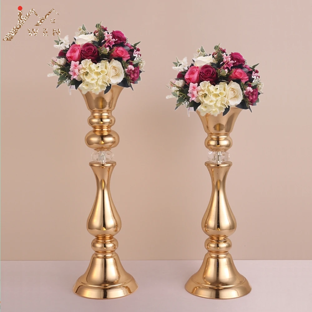 10 PCS Gold Flower Rack 45/50 cm Tall  Candle Holder Wedding Table Centerpieces Vase Decoration Event Party Road Lead