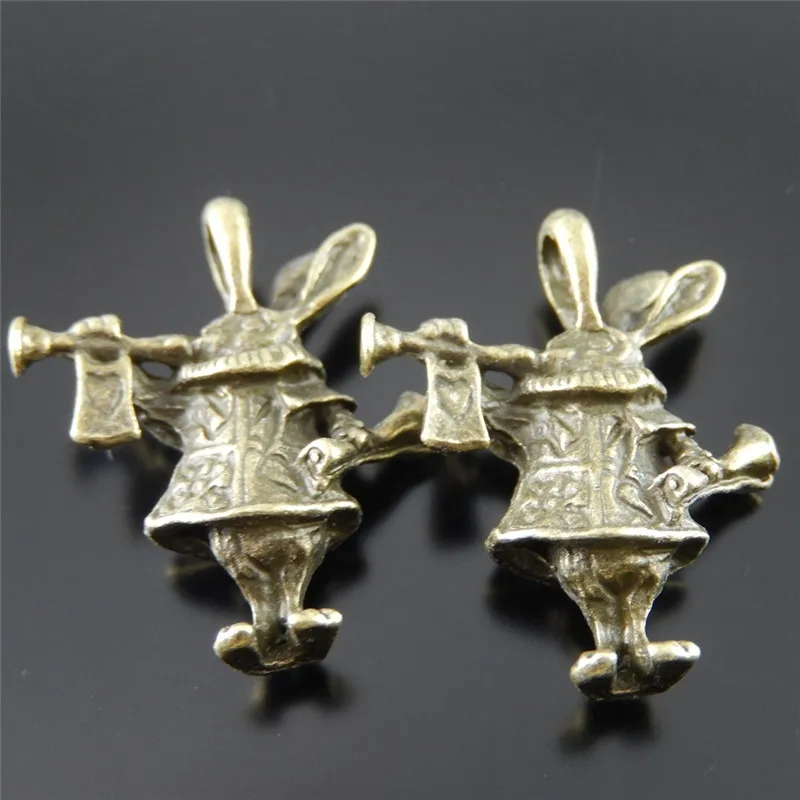 12pcs Antique Bronze Charms Rabbit Pendant Jewelry Findings Necklace Accessories Key Chain Decoration Lovers Gifts 22*21*7mm