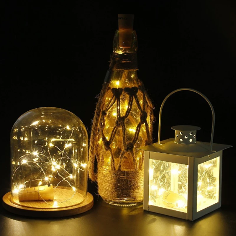 Led Fairy Lights Included Battery Glass Wine LED String Light Cork Shaped Wine Bottle Stopper Light Lamp Christmas Party Decor