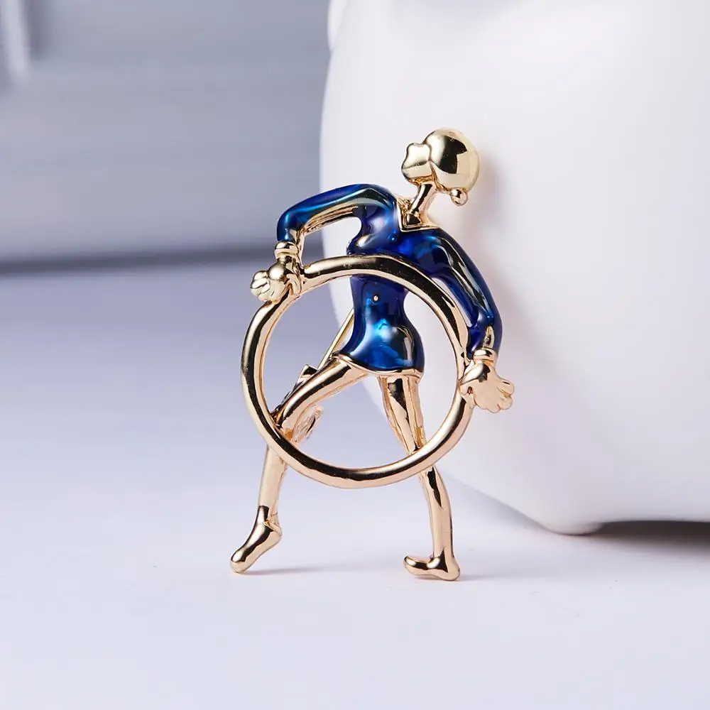 New Enamel Gymnast Practicing Gymnastics Ballet Dancer Girl Brooch Cute Dress Coat Brooch Women Fashion Jewelry Christmas Gift