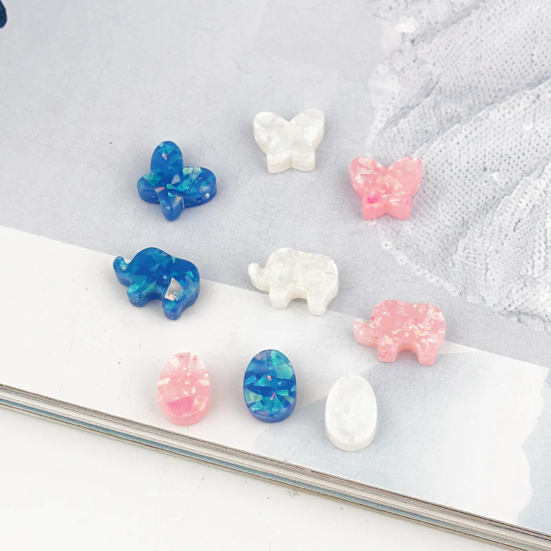 10pcs 1mm Hole Resin Bracelet Beads Connector Findings Butterfly Elephant Children Girl Bracelets Headwear Jewelry Charms F256