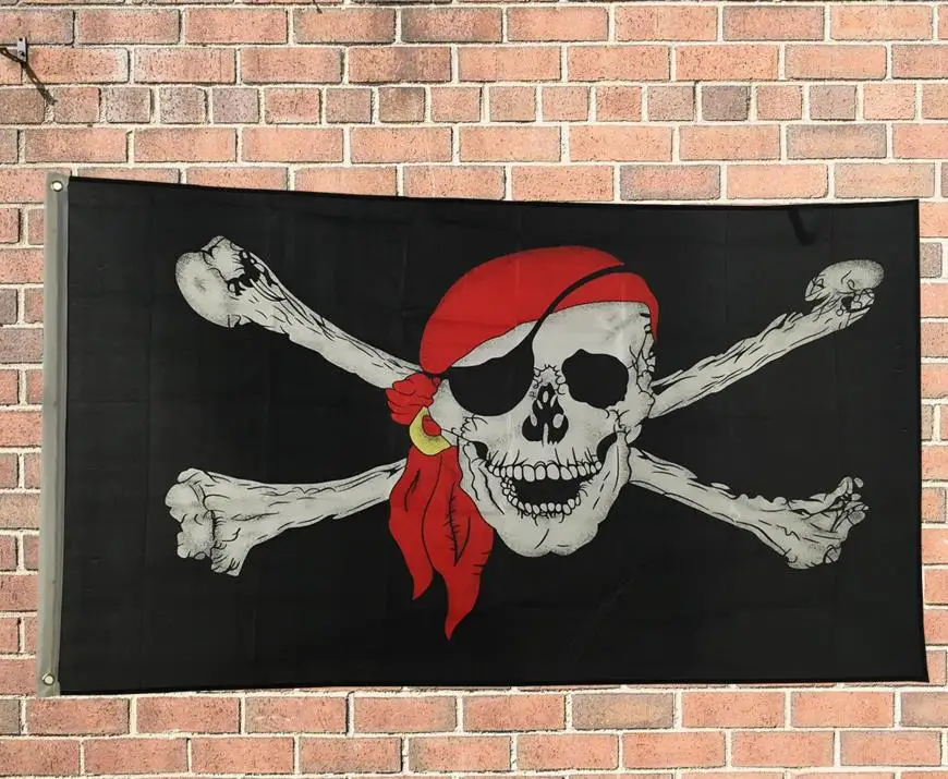 

Jolly Roger Pirate Flag Cross bone Skull Banner Flags Bandana Polyester Halloween party bar club haunted mansion decor 3X5 ft