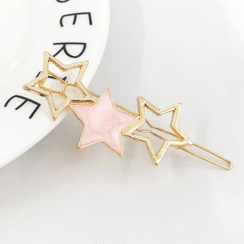 New side clip temperament metal frog clip hollow geometric hair accessories bangs clip For Women Girls Hairclip Headwear