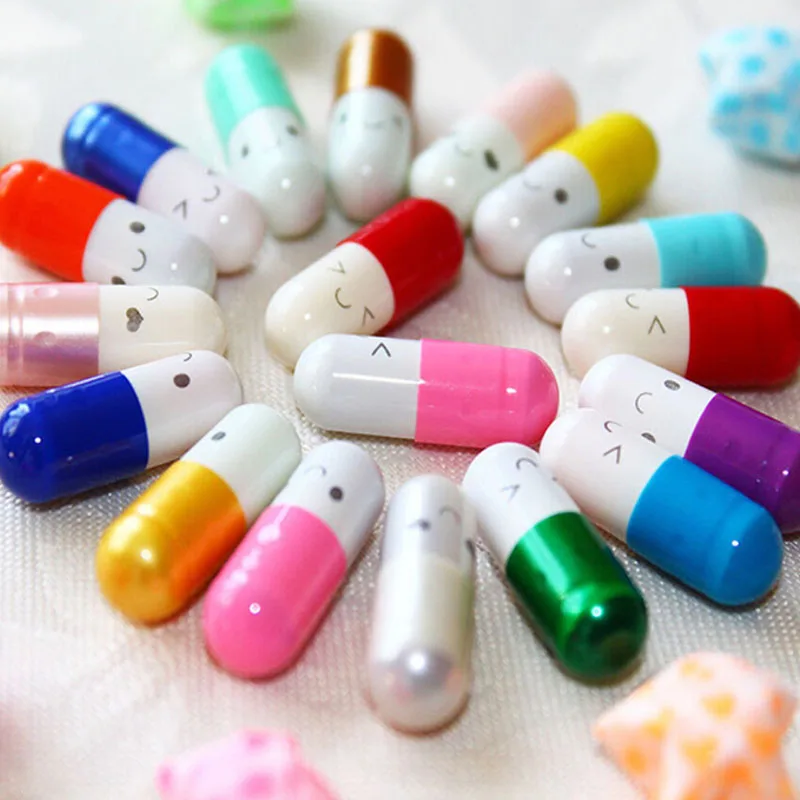 

50 pcs/lot New Arrival Fashion Love Color Random Capsule Pills Stationery Wishing Bottle Multicolor Capsules