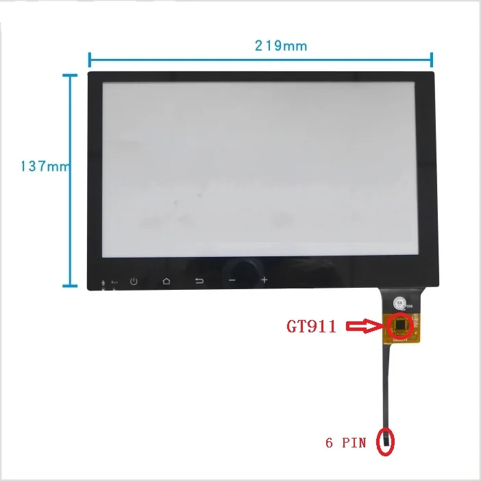 

219*137 9 inch android navigation touch IC:GT911 6pin, free delivery