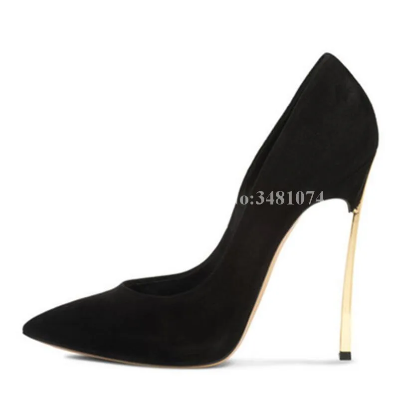 Sexy Women Patent Leather Pumps Pointed Toe Stiletto Heels Concise Metal Heel Design Charming Dress High Heel Shoes