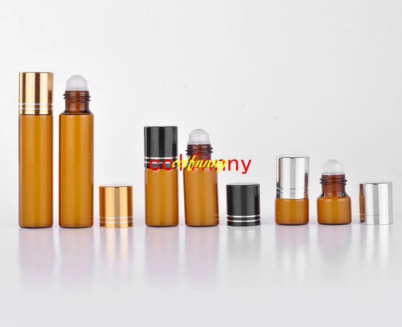 300pcs/lot 2ml 5ml 10m Glass Roll on Bottle Glass & Stainless Steel Roller Small Essential Oil Roller-on Sample Bottle