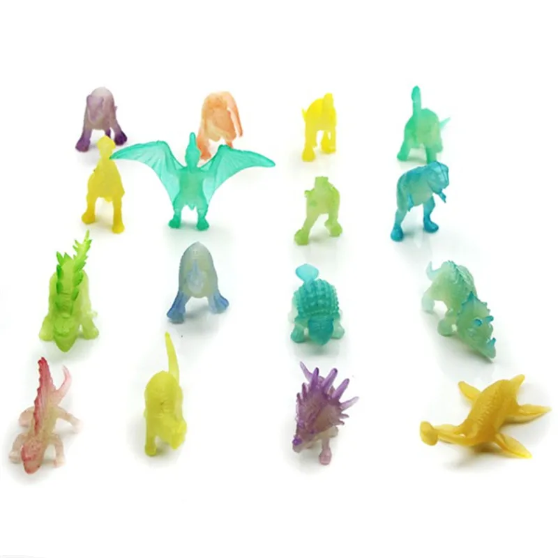 

16pcs Mini Animals glow in the dark Dinosaur Simulation Luminous Toy Jurassic Play Model dino Action Figures Collection Boy Gift