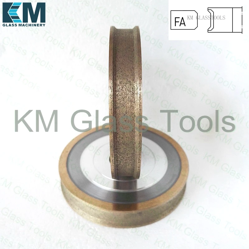 Free Shipping!KM 100x22xFA3/4/5/6/8/10/12/15/19mm Peripheral Daimond wheel Flat edge with arris,For Shape Glass Edging Machine.