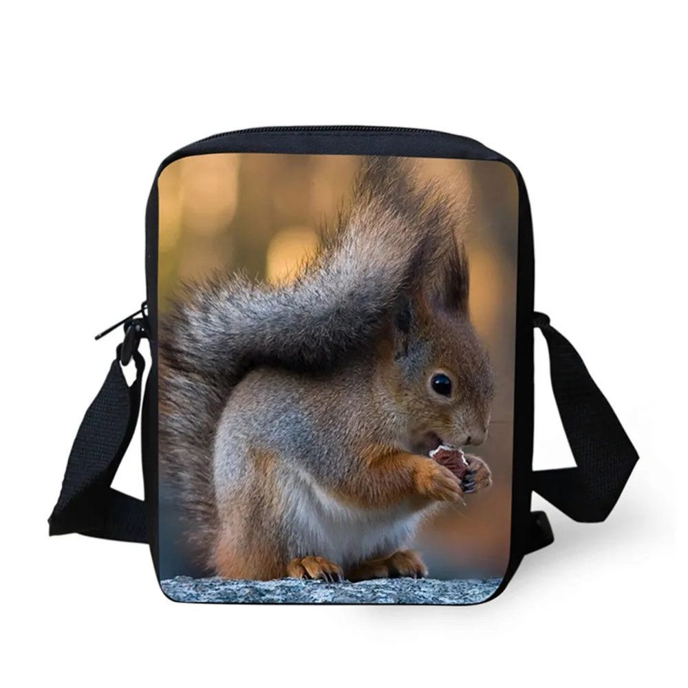 Good  Quality 3d print squirrel pattern adult and children's messenger bag shoulder bag small bag