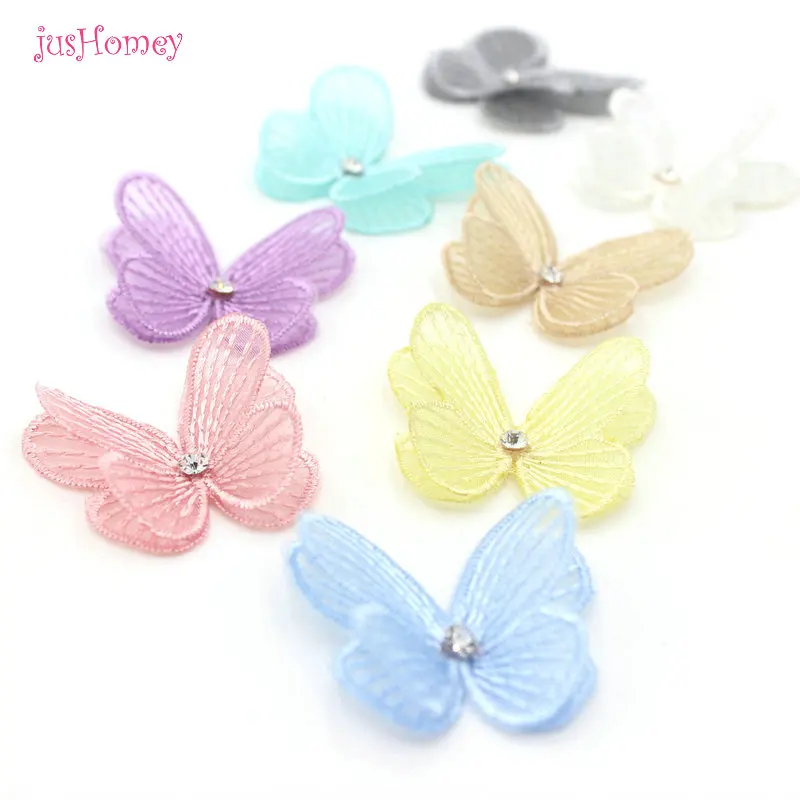 20PCS/lot 3D Lace Butterfly Appliques 4.8cm Translucent Double layer for Party Decor,Garment Accessories,DIY project