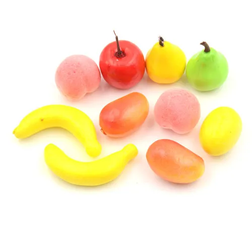 10 Pcs Plastic Baby Kids Crochet Knit Play Food Simulation Fruits Vegetables Toys Supermarket Kitchen Studio Props