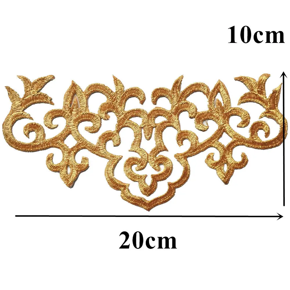 Złoty srebrny kwiat wzór aplikacje haftowane naszywki żelazko na odznaki Hollow etniczne zwyczaje na ubrania DIY dekoracji