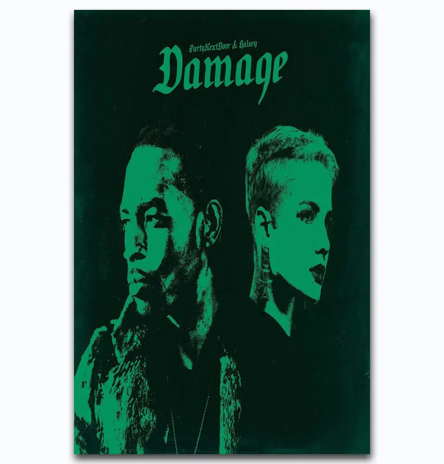 New PARTYNEXTDOOR & Halsey Damage Rap Music-Silk Art Poster Wall Sicker Decoration Gift