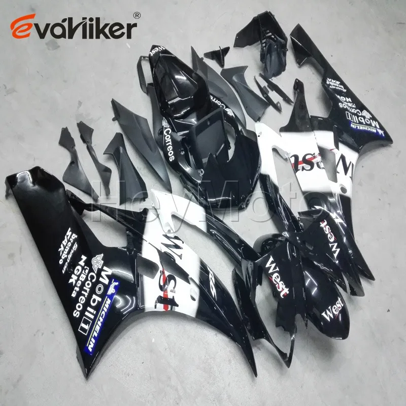 motorcycle fairing for YZFR6 2006 2007 black white YZF R6 06 07 ABS plastic panels kit Injection mold H2