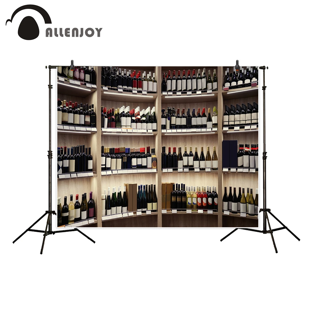 Allenjoy-Fondo para estudio fotográfico, botellas de vino en estantes de madera, telón de fondo, photocall impreso
