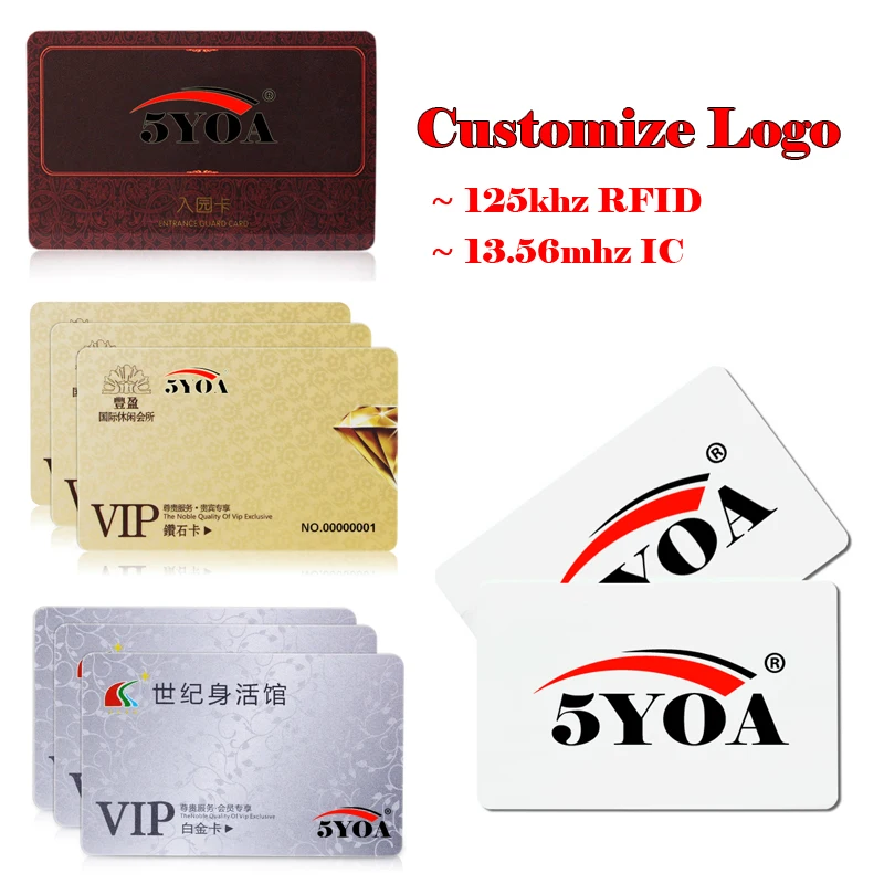 500pcs customize Logo Design Printing Arbitrary Pattern Print RFID ID 125khz EM4100 Card 13.56mhz IC Card MF S50 Proximity Smart