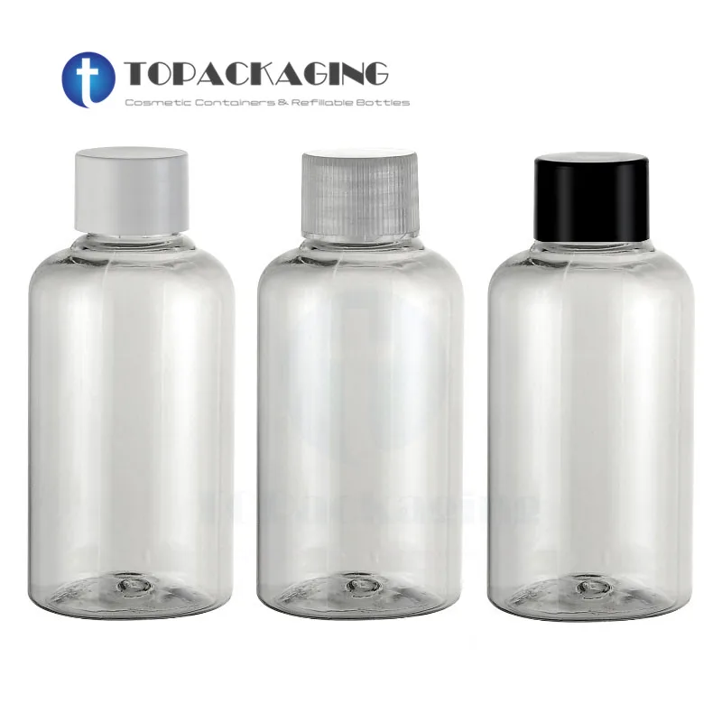 50 PCS/LOT-75ML Screw Cap Bottle,Transparent Plastic Cosmetic Container,Sample Essential Oil Sub-bottling,Empty Shampoo Bottle