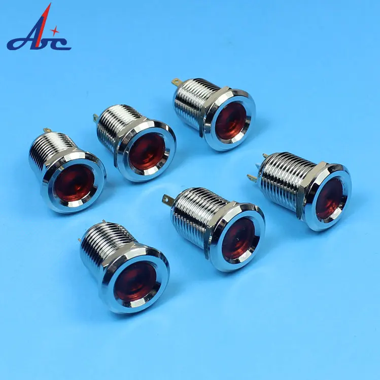 IN65 12mm Red/yellow/green/blue/orange led illuminated waterproof indicator lamp