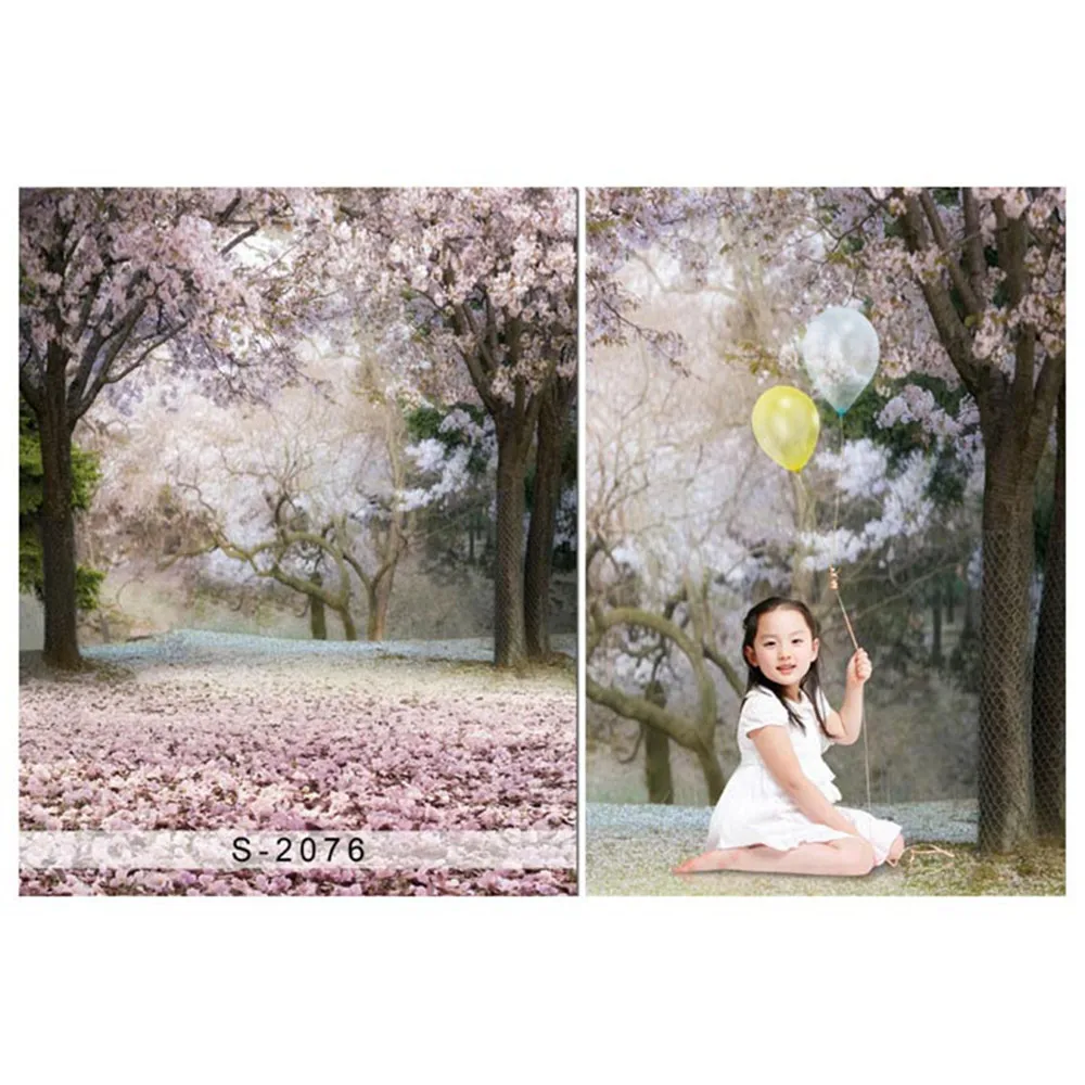 Fancy Pink Cherry Blossom Photography Backdrop Flower Petals Outdoor Spring Scenic Kids Children Studio Photo Shoot Background