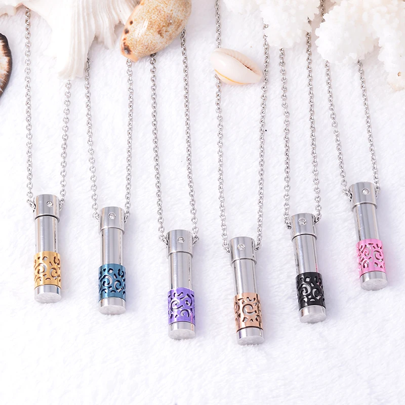 

IJD2451 Wholesale! Never Fade Stainless Steel Essential Oil Diffuser memorial Locket Pendant CREMATION NECKLACE For Women Men