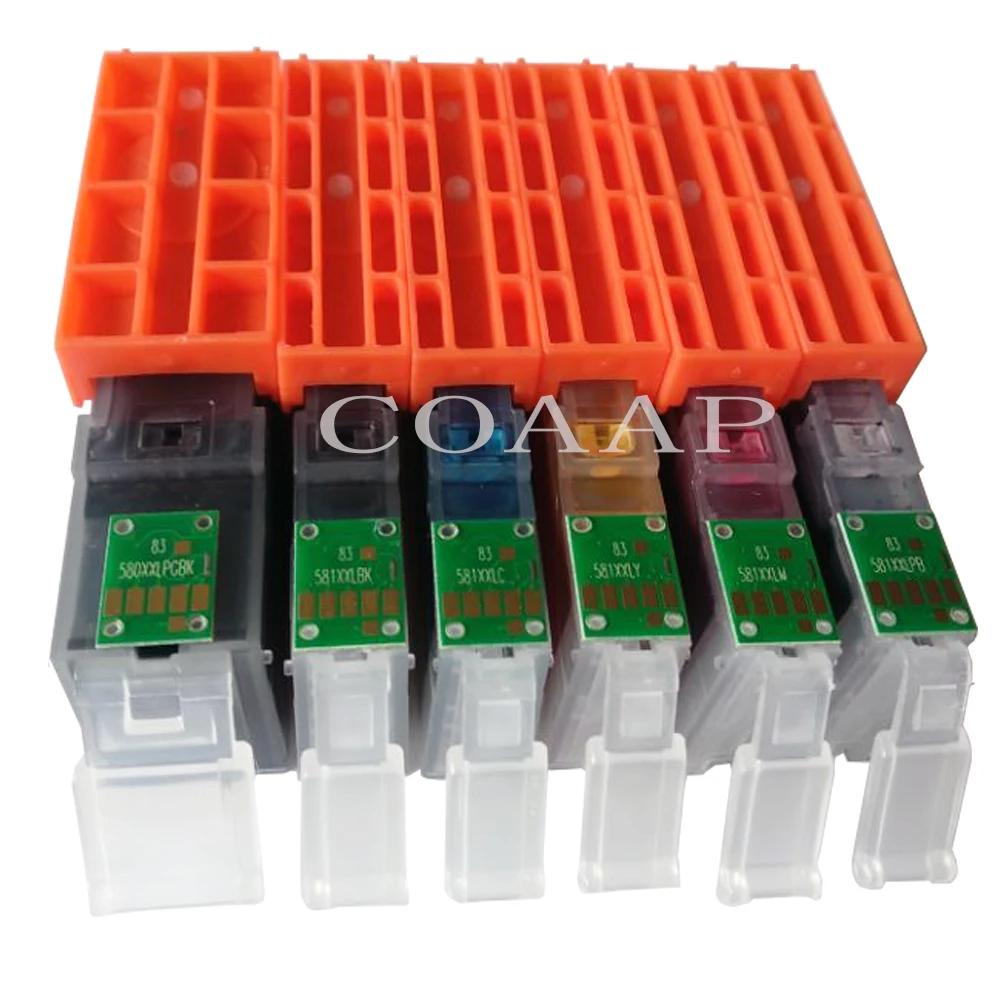 6pk Printer Pixma TS9155 TS9150 TS8150 TR8550 TR7550 for compatible pgi 580 PGBK / cli 581 BK/C/M/Y/PBK ink cartridge