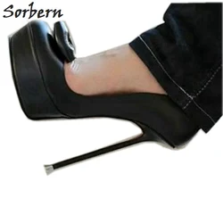 Sorbern 14Cm 16Cm tacco alto in metallo sottile décolleté da donna con nodo a fiocco taglia cinese 32-52 scarpe con plateau tacchi a spillo scarpa da Pole Dance