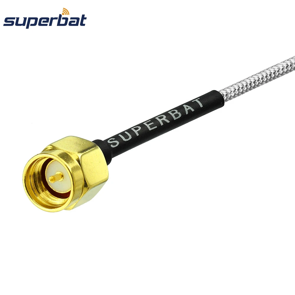 Superbat-SMA Feminino Bulkhead para Masculino Conector Coaxial Direto, Adaptador Pigtail Cable, Antena de Rádio, RG405, 10cm