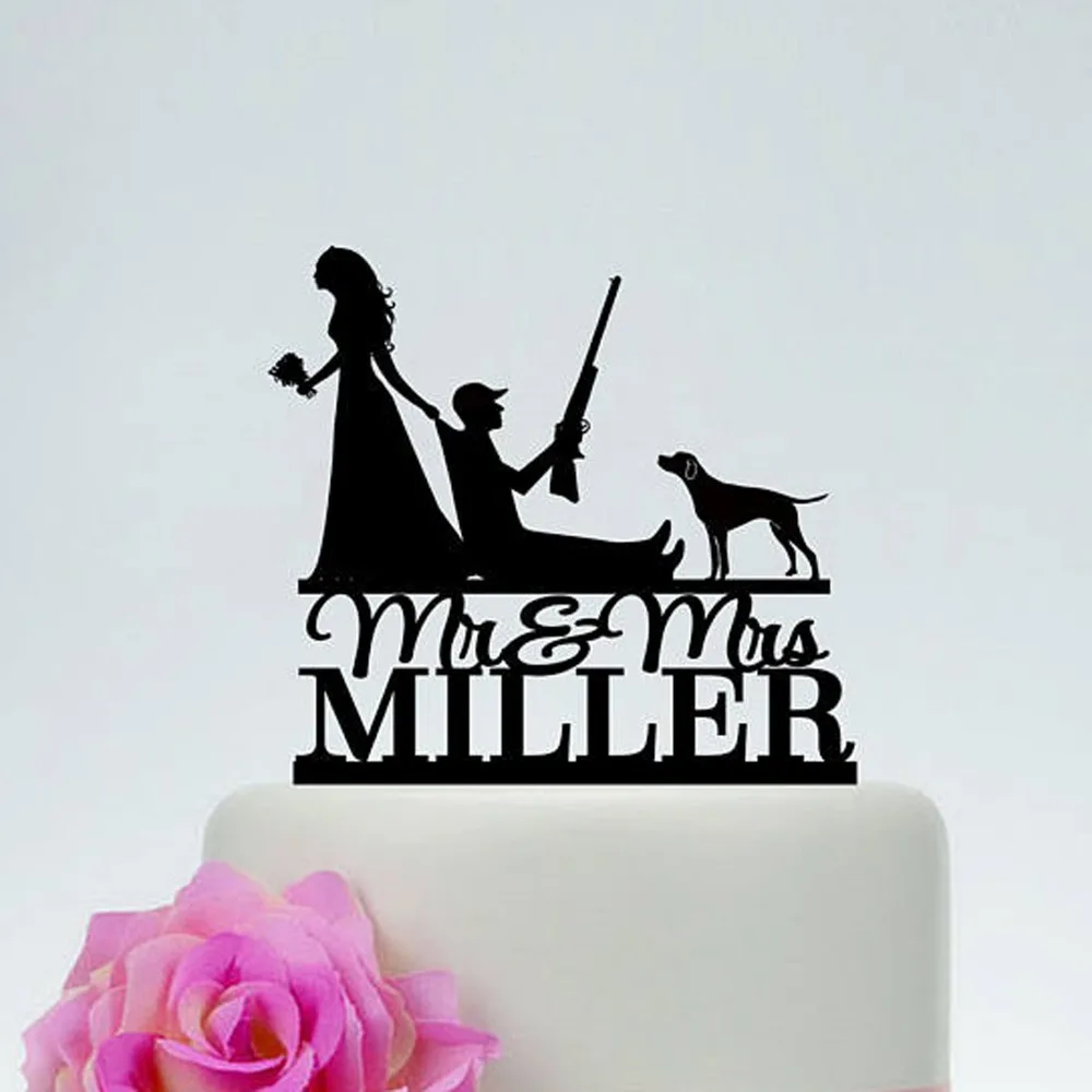 Personalized  Hunting Escape Groom Cute Bride and Groom Toppers Couple  Wedding Funny Cake Topper for Wedding Cake Accessories