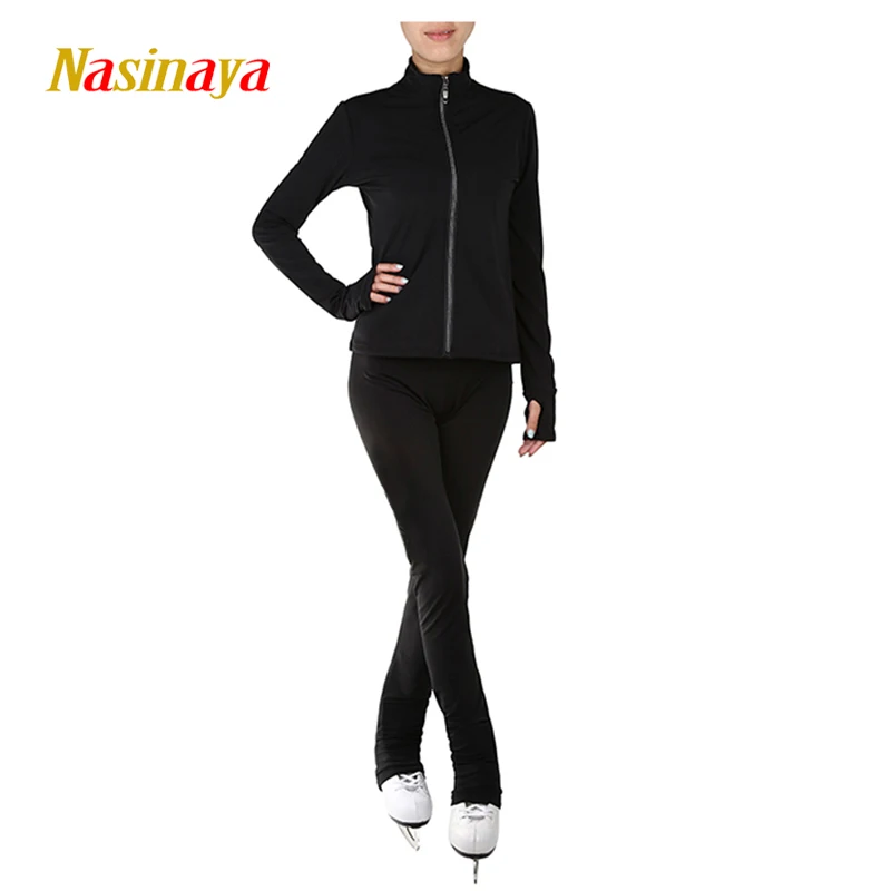 Figure Ice Skating Jackets Profession Black Suits Rhinestones Women/Girls Shirts Ice Skating Training Suits