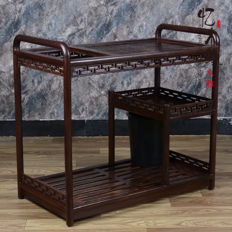 Rosewood furniture jakkalsbessie mobile trolley wood tea cart Kung Fu tea table tea cabinet table frame tea tea