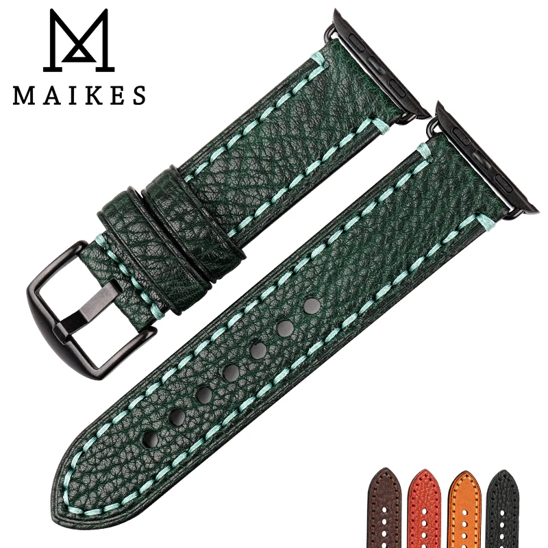 

MAIKES Watch Accessories Cow Leather Watch Strap for Apple Watch Band 49mm 45mm 44mm 40mm 42mm 38mm iWatch 8 7 6 5 4 3 2 1