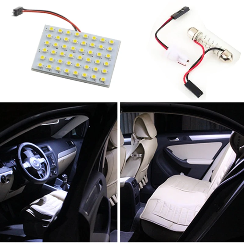 4pcs Super Bright T10 Panel 1206 48 SMD LED Light Festoon Dome Bulb Lamp Adapters Interior Room Door Auto reading light